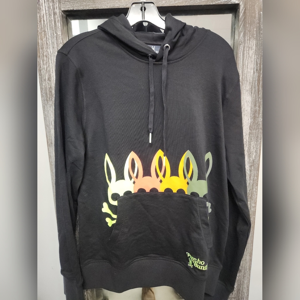 Psycho Bunny Lafayette Pullover Black Men's Hoodie Size Medium Peekaboo Graphic